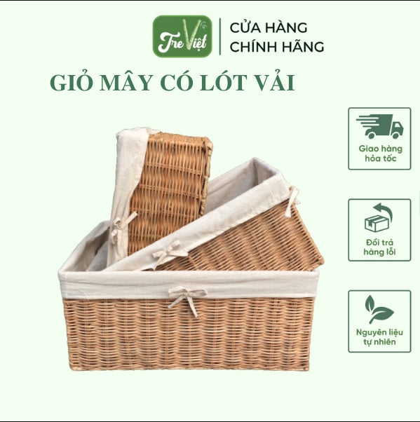 Multi-purpose Rattan Basket with Liner - Rattan Basket